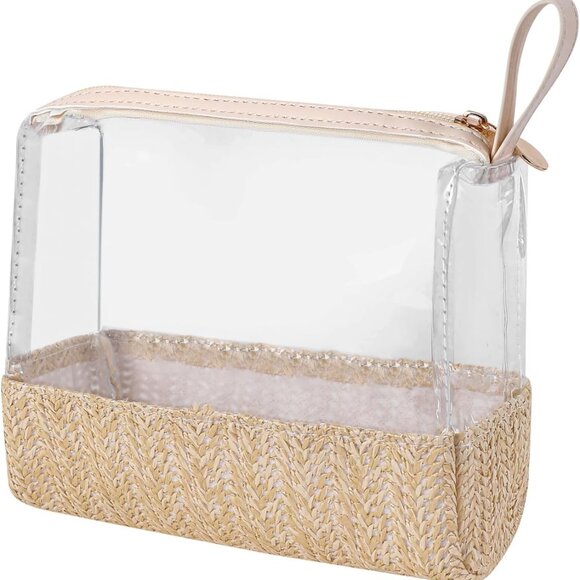 Boho Large Clear PVC Waterproof Makeup Bag with handle, Transparent Zipper Cosme - Picture 1 of 6